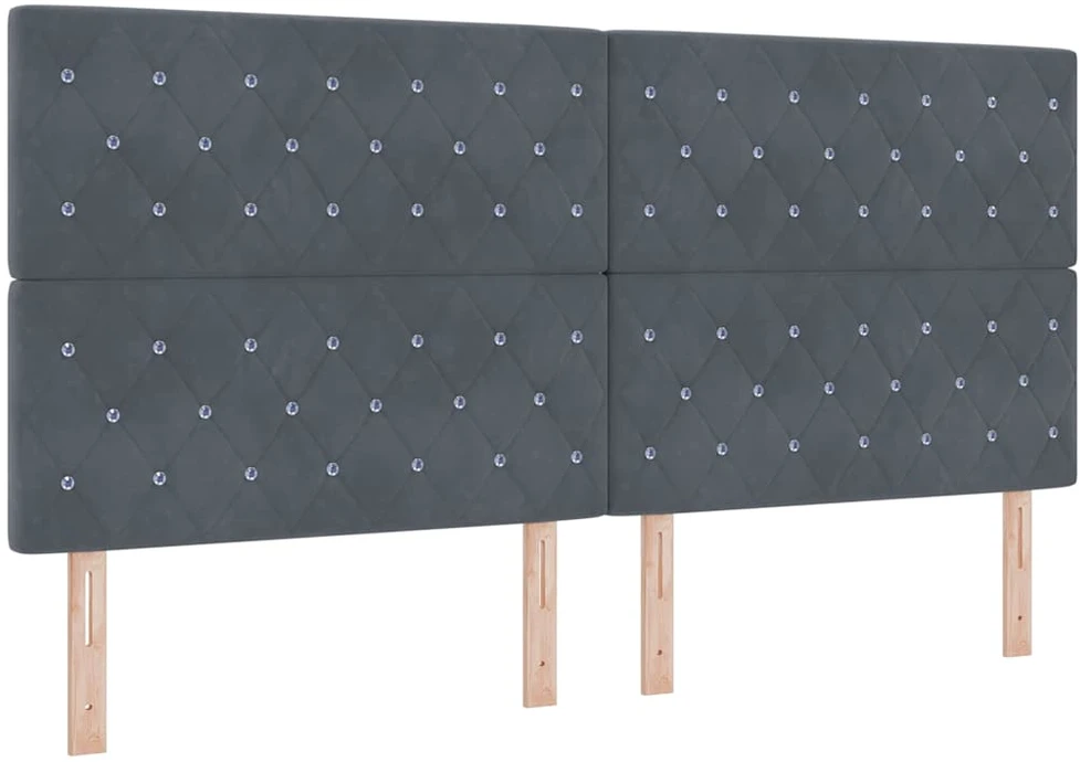 LED galvūgalis su LED juostelėmis Tamsiai pilka 200 cm Aksomas