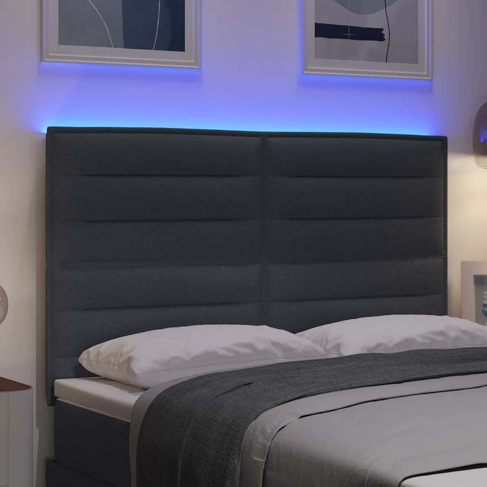 LED galvūgalis su LED juostelėmis Tamsiai pilka 160 cm audinys