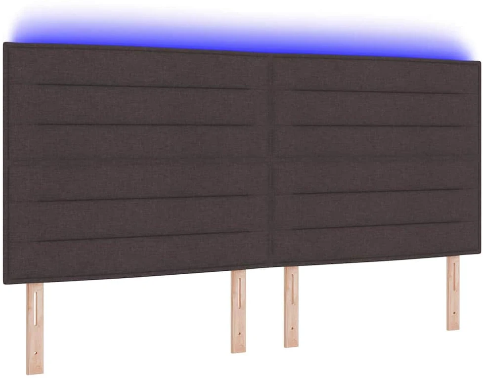 LED galvūgalis su LED juostelėmis Tamsiai rudas 200 cm audinys