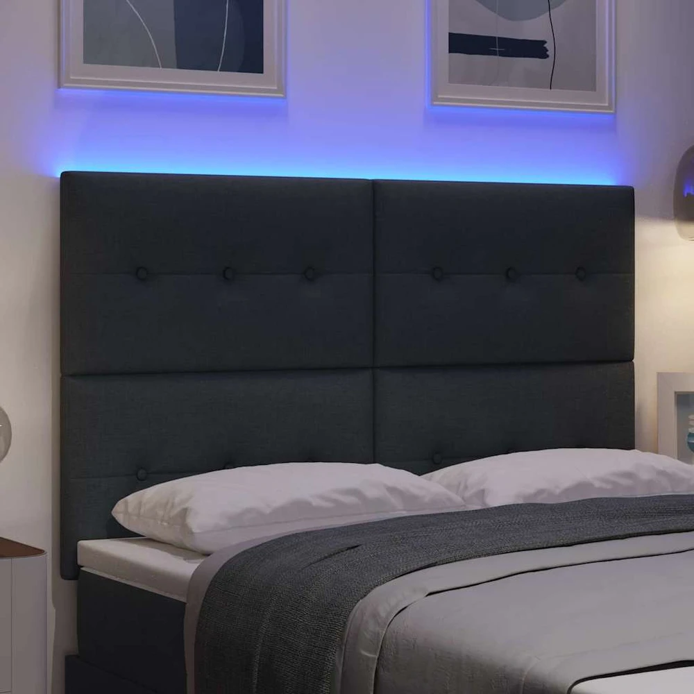 LED galvūgalis su LED juostelėmis Tamsiai pilka 144 cm audinys