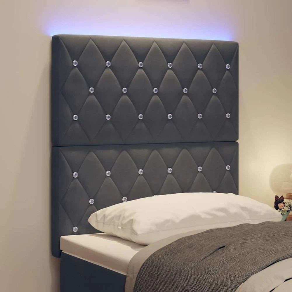 LED galvūgalis su LED juostelėmis Tamsiai pilka 80 cm Aksomas
