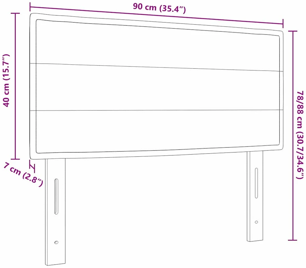 LED galvūgalis su LED juostelėmis Tamsiai rudas 90 cm audinys