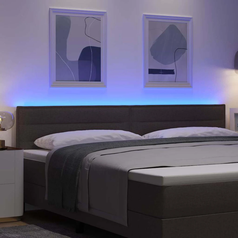 LED galvūgalis su LED juostelėmis Tamsiai rudas 200 cm audinys