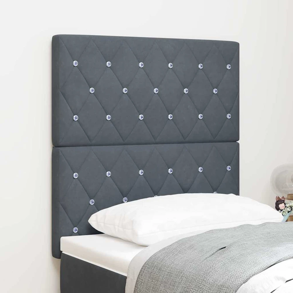 LED galvūgalis su LED juostelėmis Tamsiai pilka 80 cm Aksomas