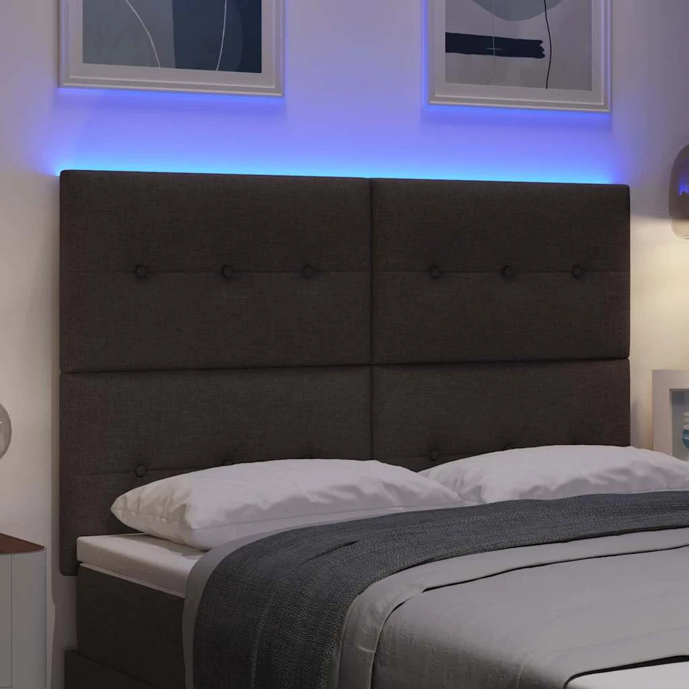 LED galvūgalis su LED juostelėmis Tamsiai rudas 160 cm audinys
