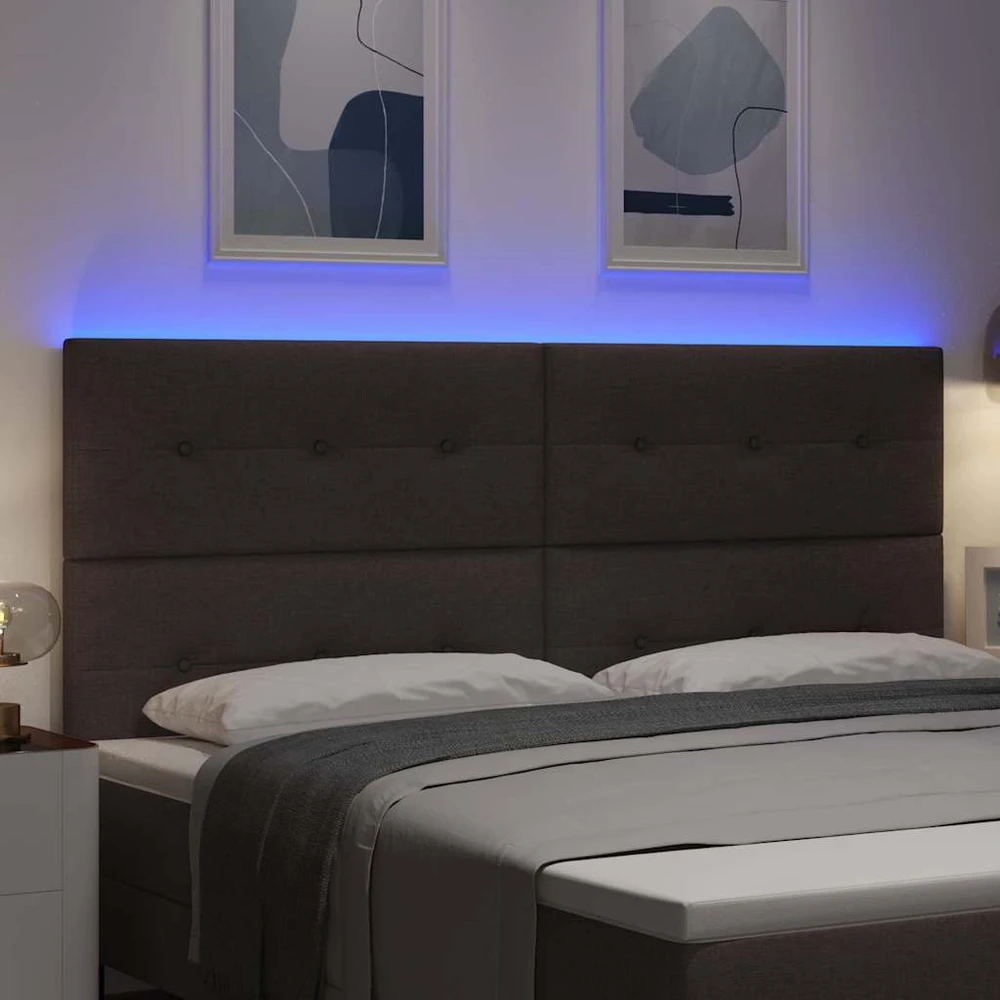 LED galvūgalis su LED juostelėmis Tamsiai rudas 200 cm audinys