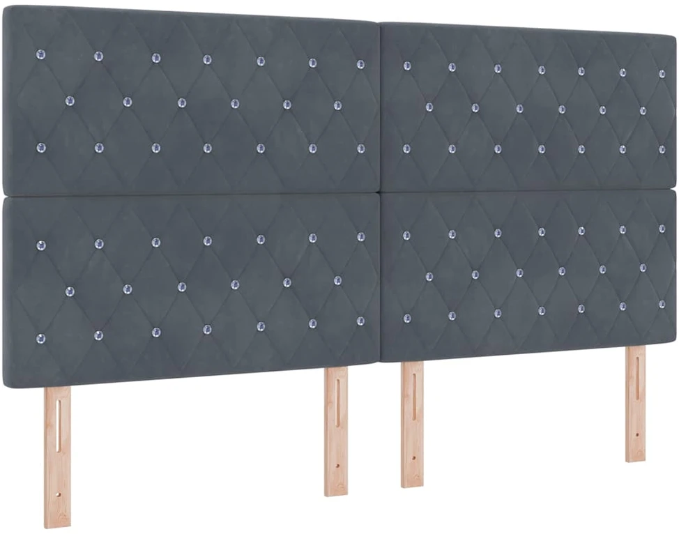 LED galvūgalis su LED juostelėmis Tamsiai pilka 180 cm Aksomas