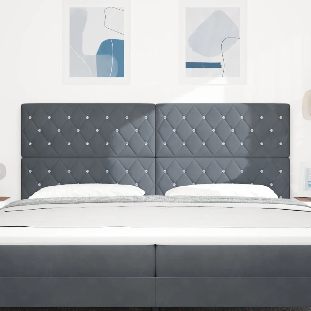 LED galvūgalis su LED juostelėmis Tamsiai pilka 200 cm Aksomas