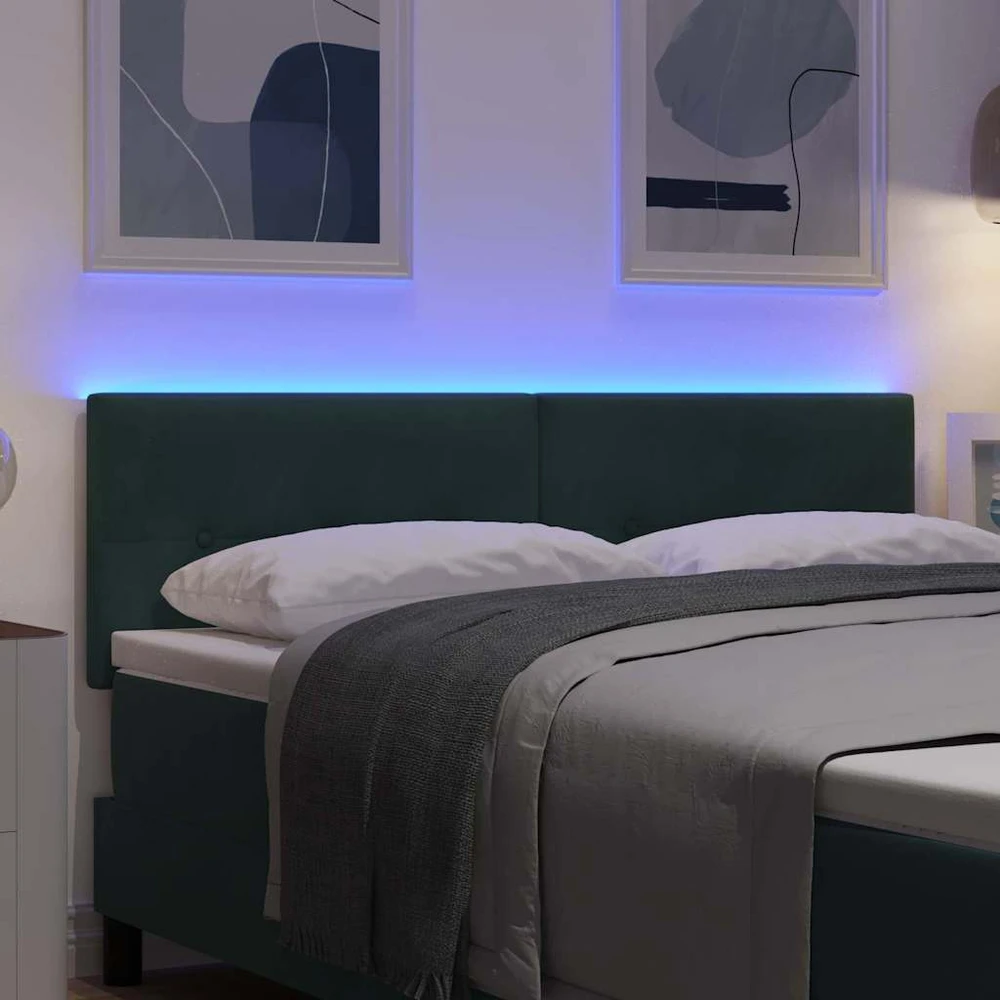 LED galvūgalis su LED juostelėmis Žalia 144 cm Aksomas