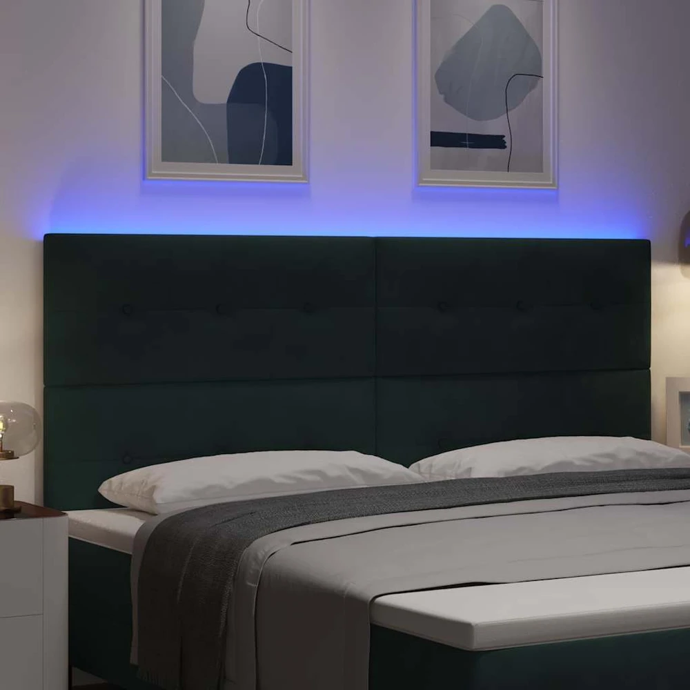LED galvūgalis su LED juostelėmis Žalia 200 cm Aksomas