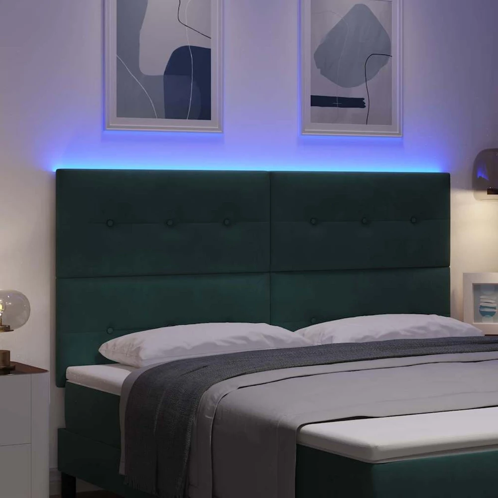 LED galvūgalis su LED juostelėmis Žalia 180 cm Aksomas