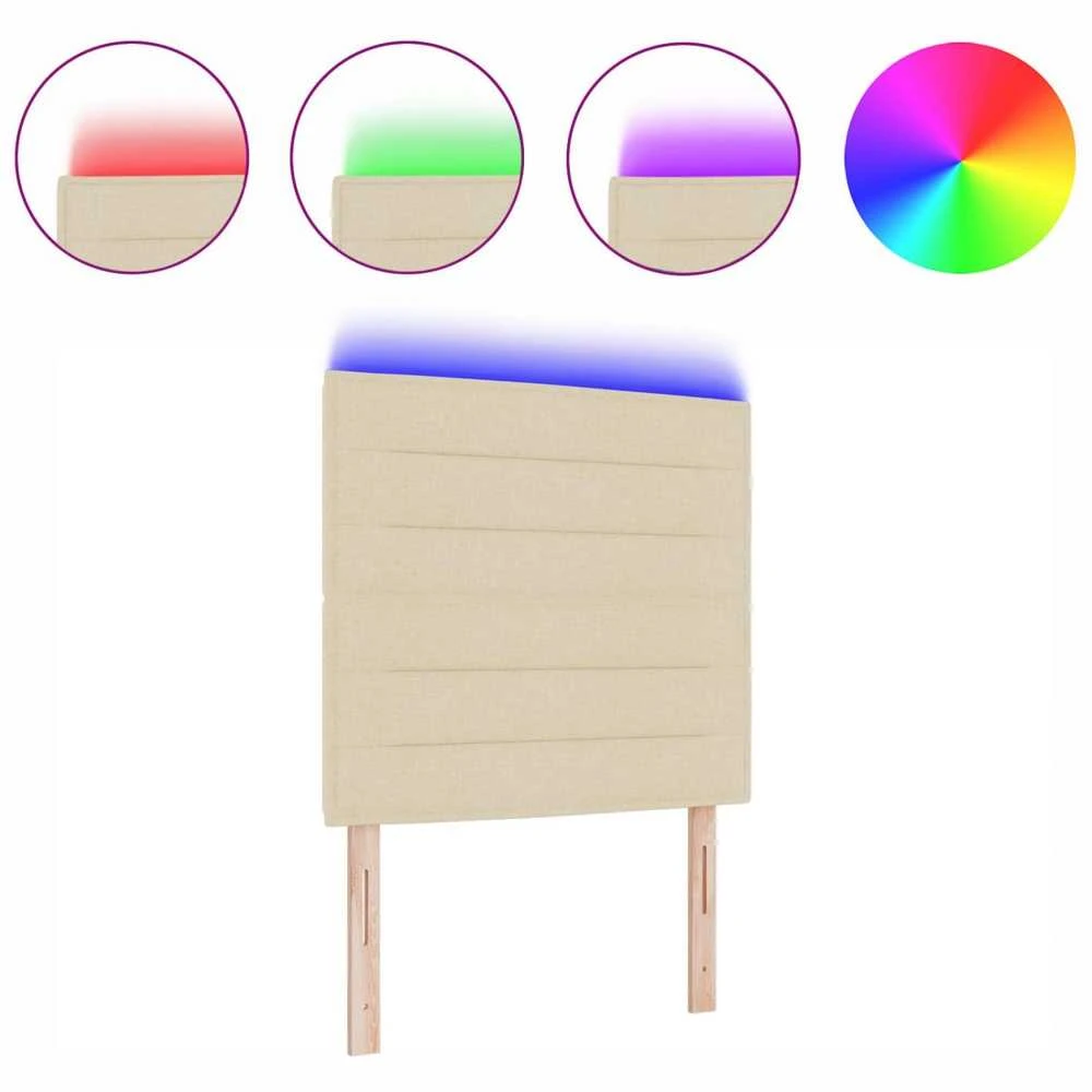 LED galvūgalis su LED juostelėmis Kreminė 90 cm audinys