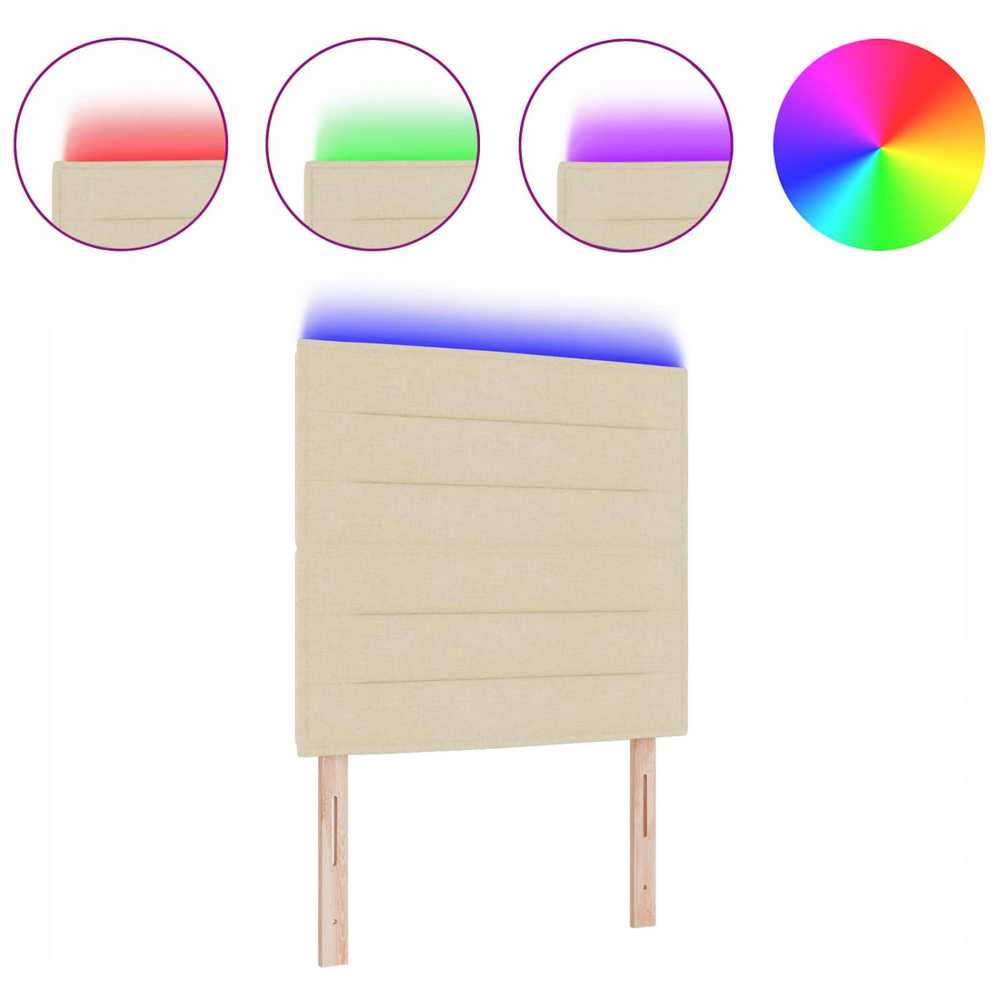 LED galvūgalis su LED juostelėmis Kreminė 80 cm audinys