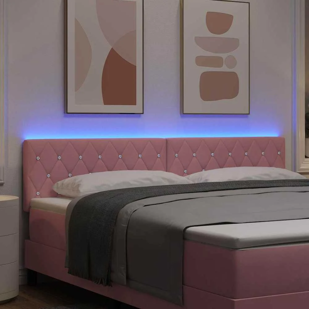 LED galvūgalis su LED juostelėmis Rožinė 180 cm Aksomas