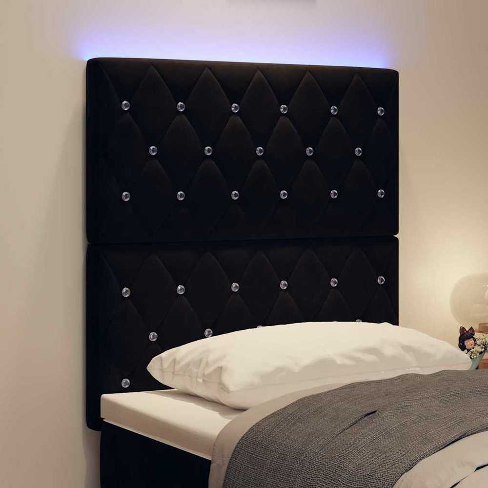 LED galvūgalis su LED juostelėmis Juodas 80 cm Aksomas
