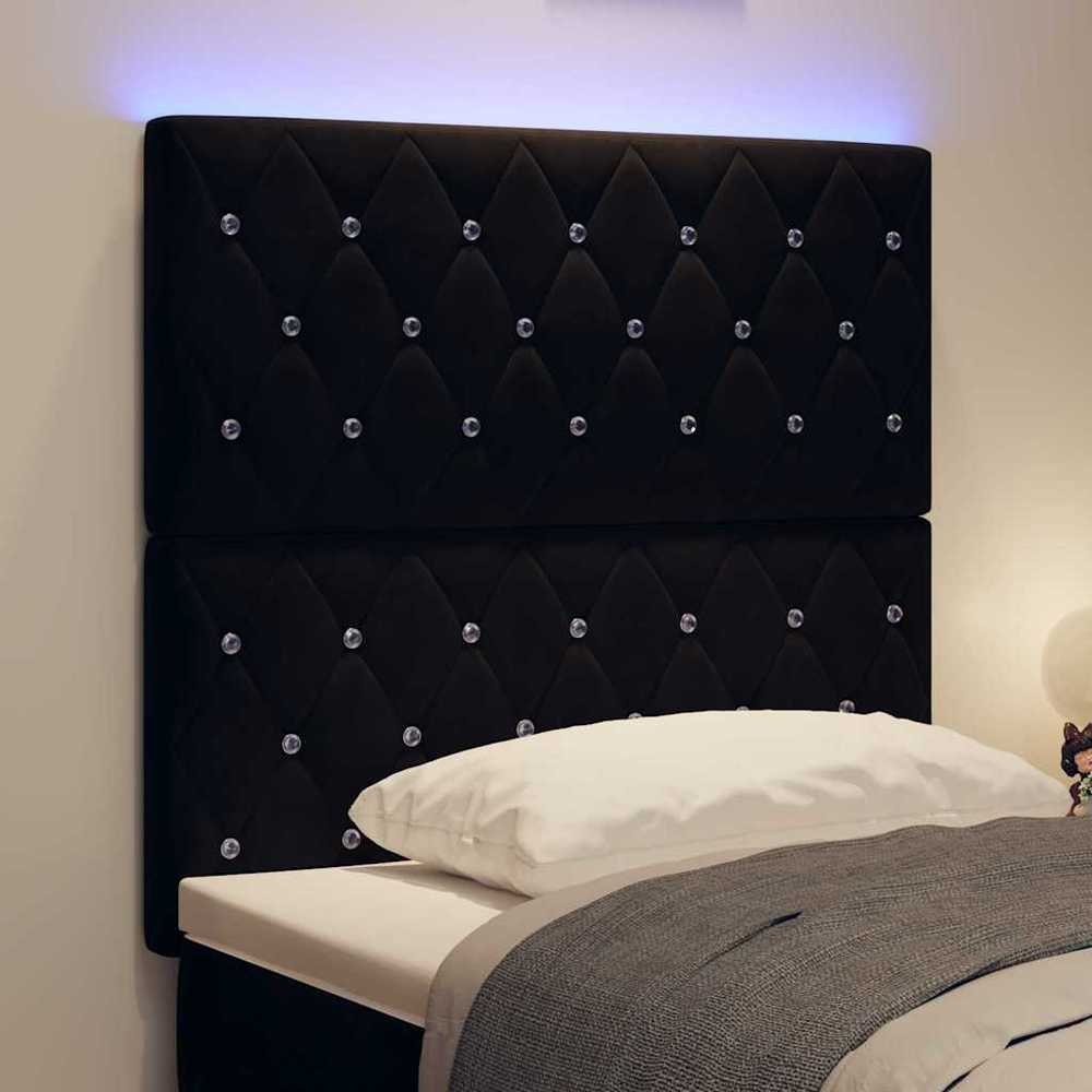 LED galvūgalis su LED juostelėmis Juodas 100 cm Aksomas