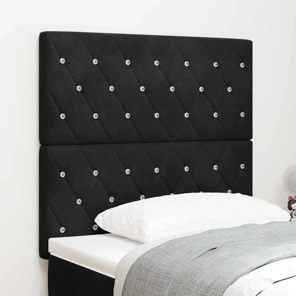LED galvūgalis su LED juostelėmis Juodas 90 cm Aksomas
