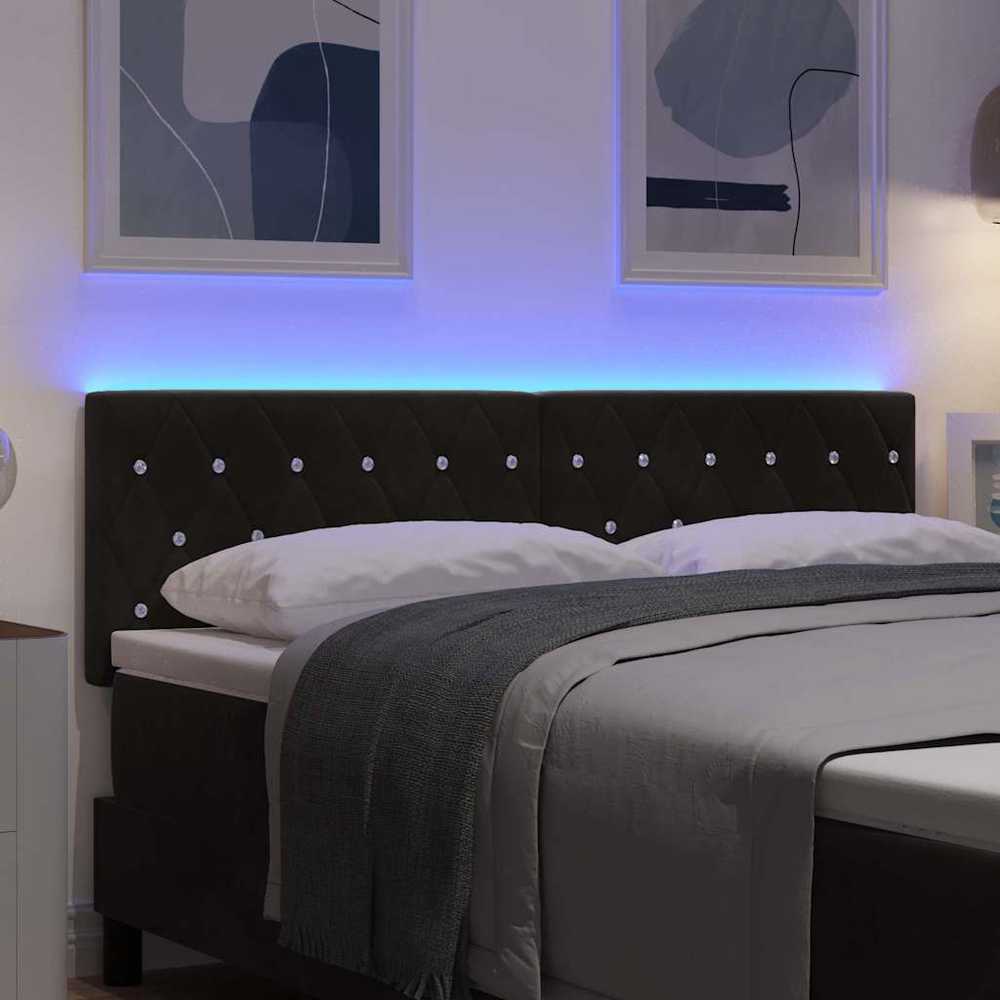 LED galvūgalis su LED juostelėmis Juodas 144 cm Aksomas