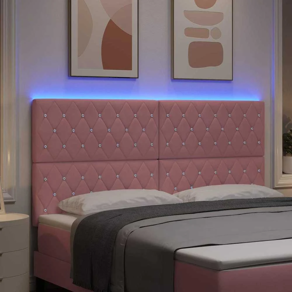 LED galvūgalis su LED juostelėmis Rožinė 180 cm Aksomas