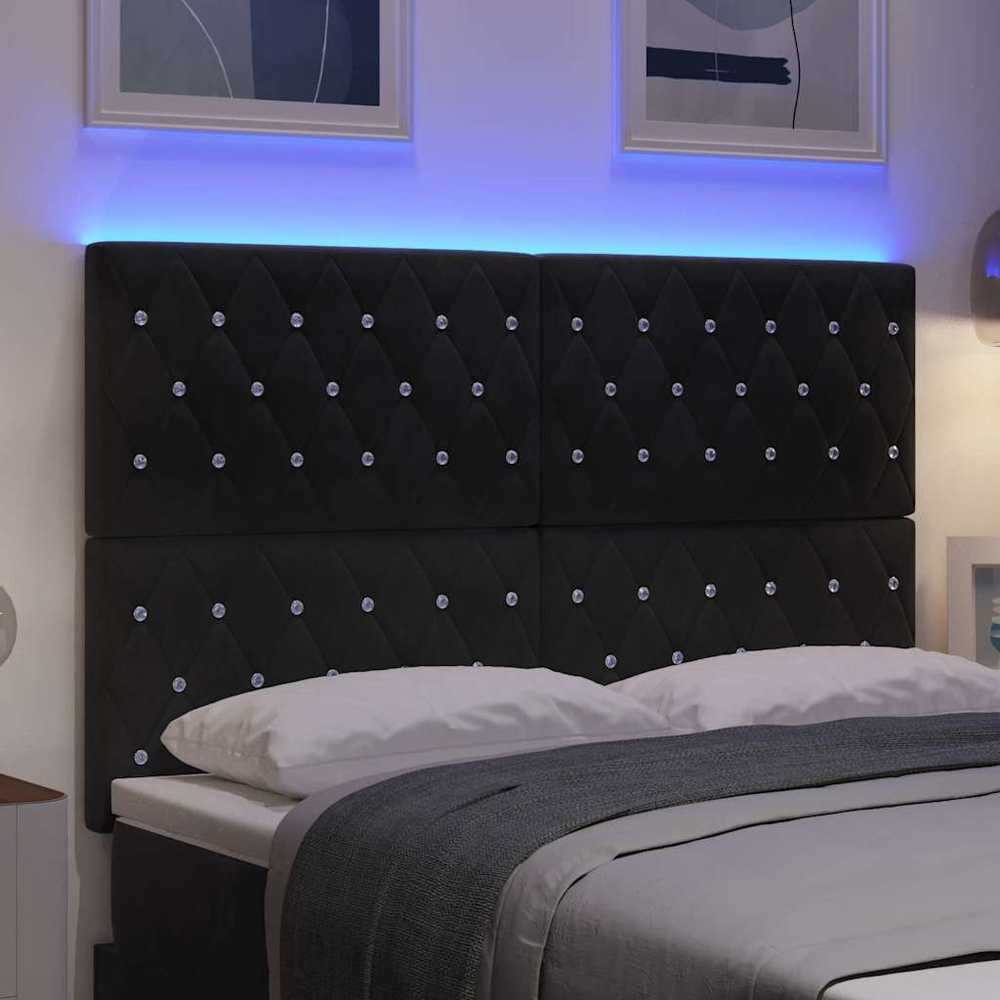 LED galvūgalis su LED juostelėmis Juodas 144 cm Aksomas