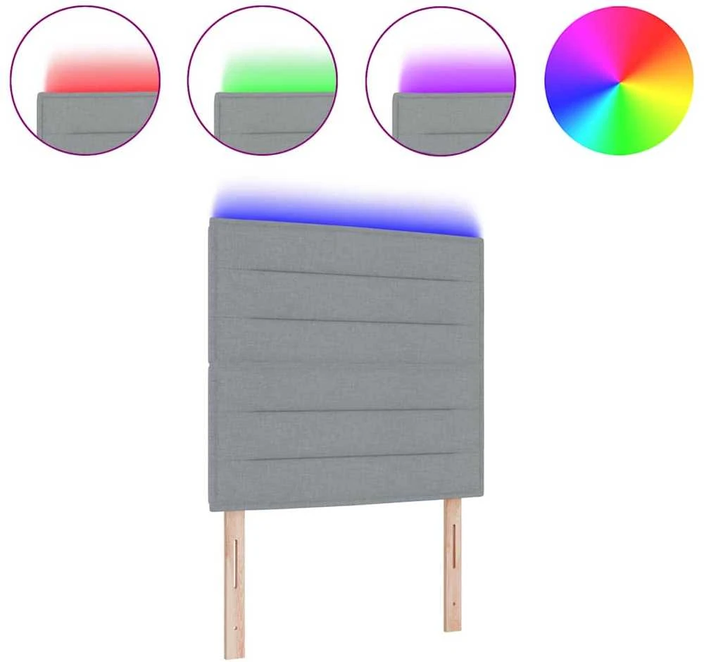 LED galvūgalis su LED juostelėmis Šviesiai pilka 100 cm audinys