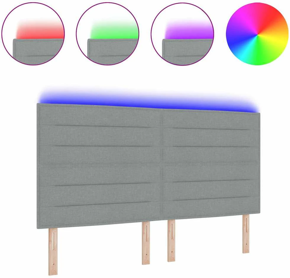 LED galvūgalis su LED juostelėmis Šviesiai pilka 180 cm audinys