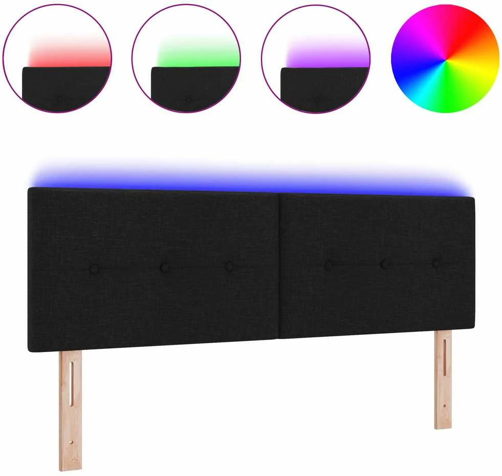 LED galvūgalis su LED juostelėmis Juodas 144 cm audinys