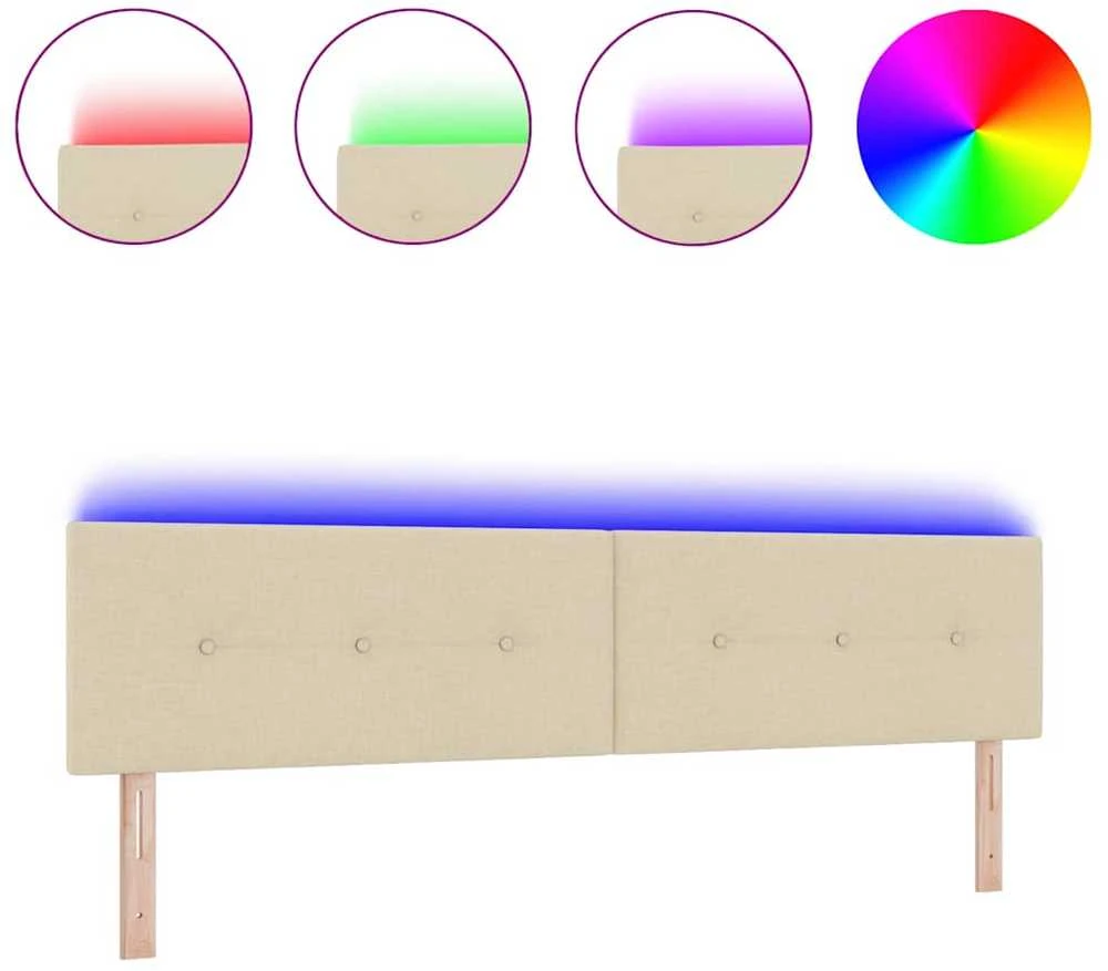 LED galvūgalis su LED juostelėmis Kreminė 200 cm audinys