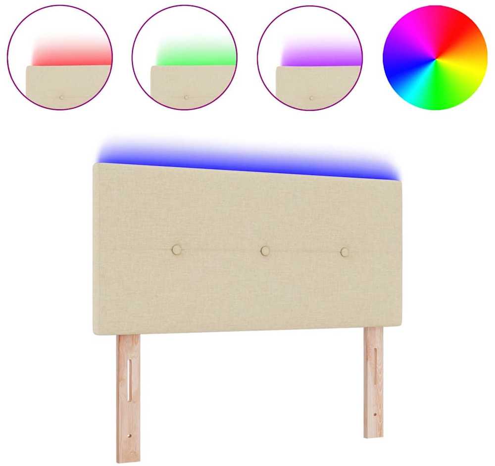 LED galvūgalis su LED juostelėmis Kreminė 90 cm audinys