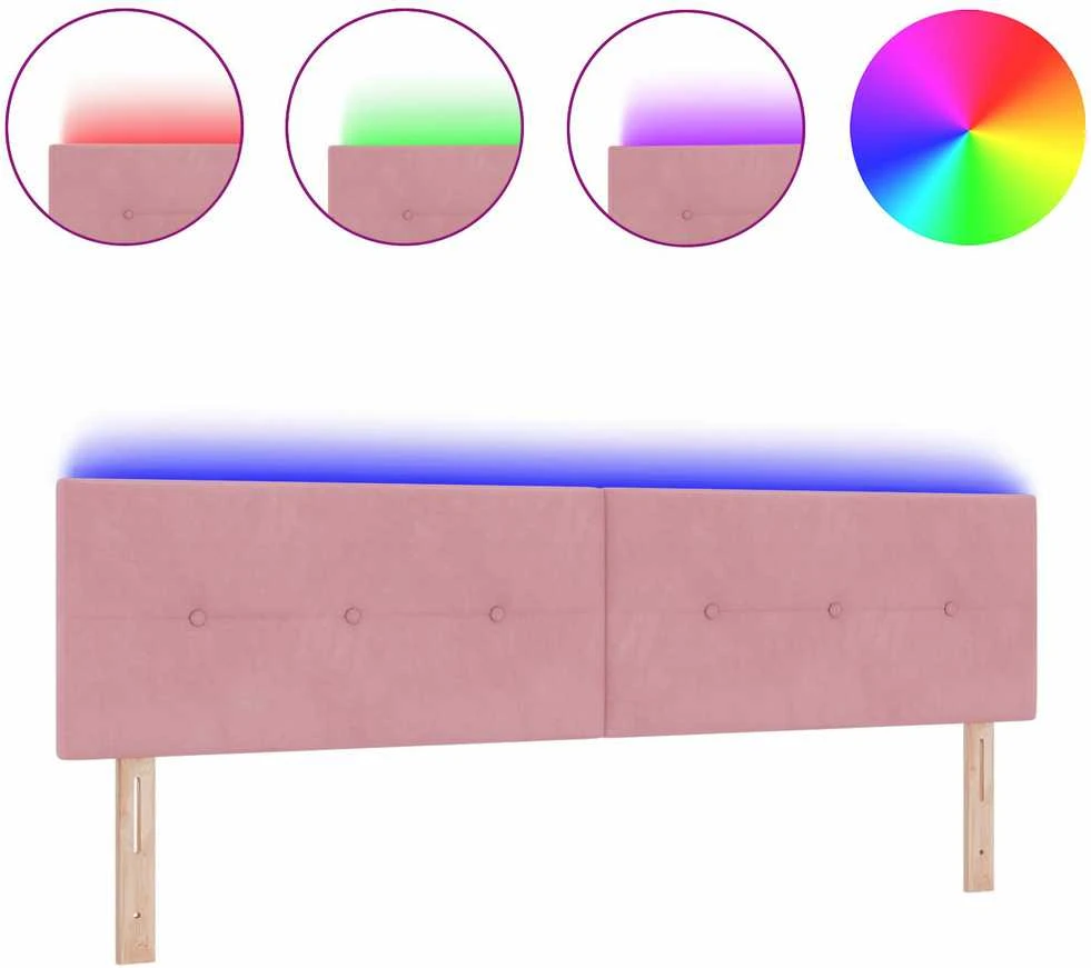 LED galvūgalis su LED juostelėmis Rožinė 180 cm Aksomas