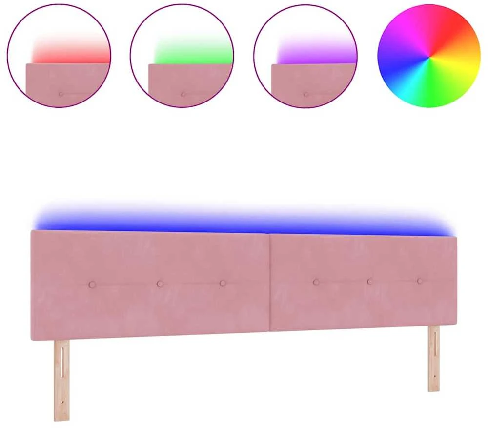 LED galvūgalis su LED juostelėmis Rožinė 200 cm Aksomas