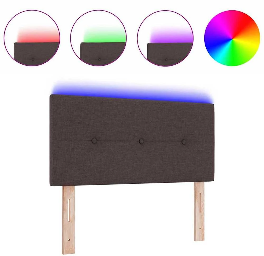 LED galvūgalis su LED juostelėmis Tamsiai rudas 90 cm audinys