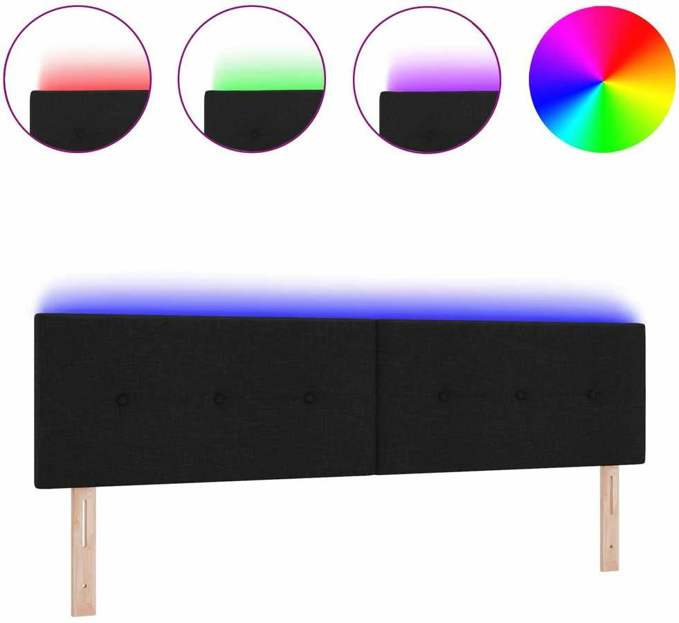 LED galvūgalis su LED juostelėmis Juodas 180 cm audinys