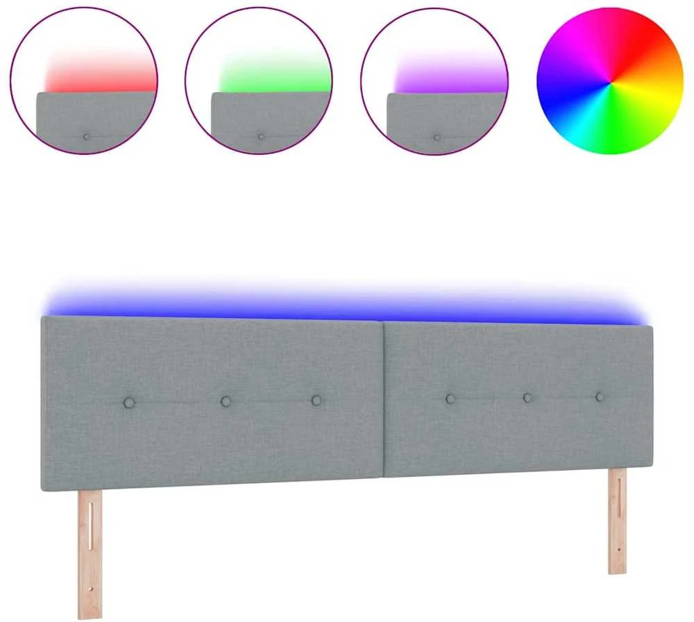 LED galvūgalis su LED juostelėmis Šviesiai pilka 180 cm audinys