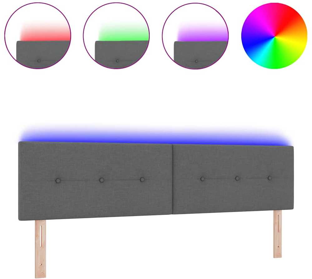 LED galvūgalis su LED juostelėmis Tamsiai pilka 180 cm audinys