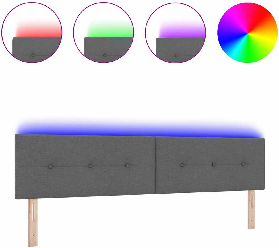 LED galvūgalis su LED juostelėmis Tamsiai pilka 200 cm audinys