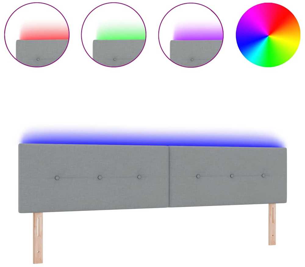 LED galvūgalis su LED juostelėmis Šviesiai pilka 200 cm audinys