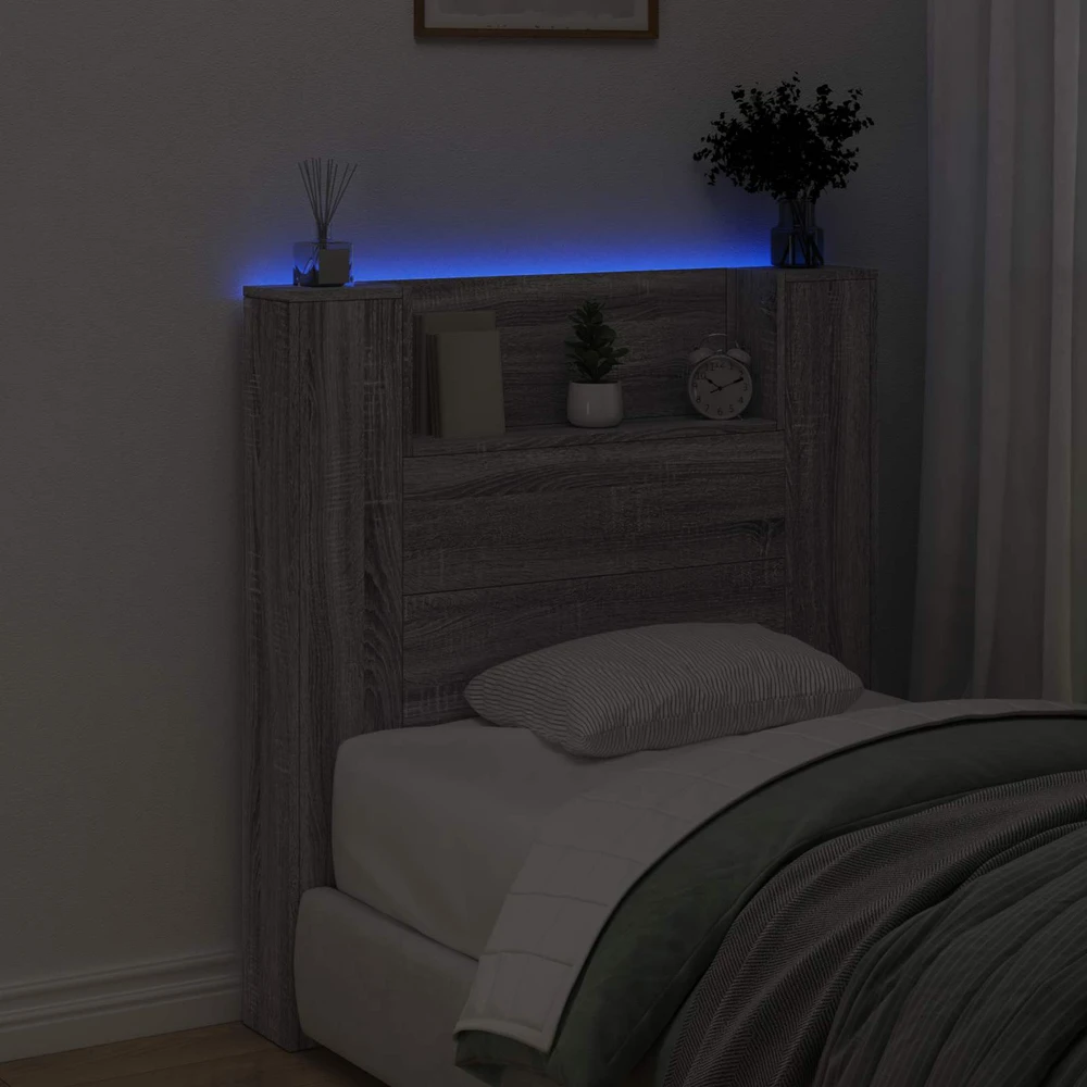 LED galvūgalis su saugojimu Pilka Sonoma Apdirbta mediena