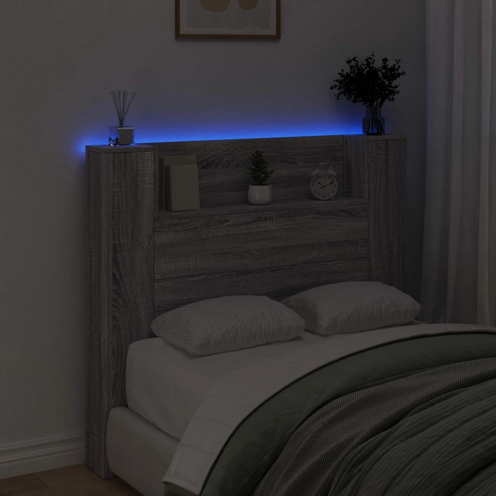 LED galvūgalis su saugojimu Pilka Sonoma Apdirbta mediena