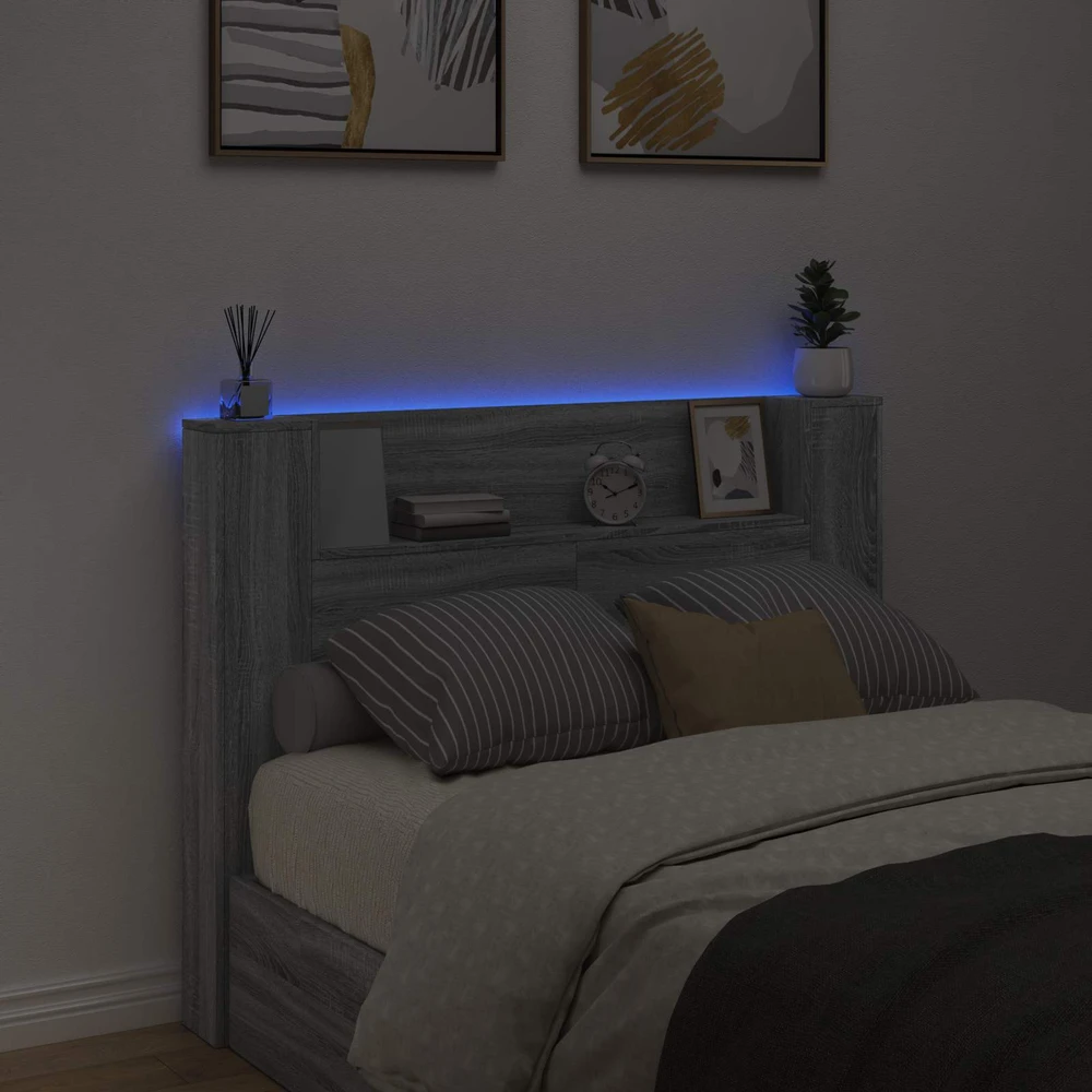 LED galvūgalis su saugojimu Pilka Sonoma Apdirbta mediena