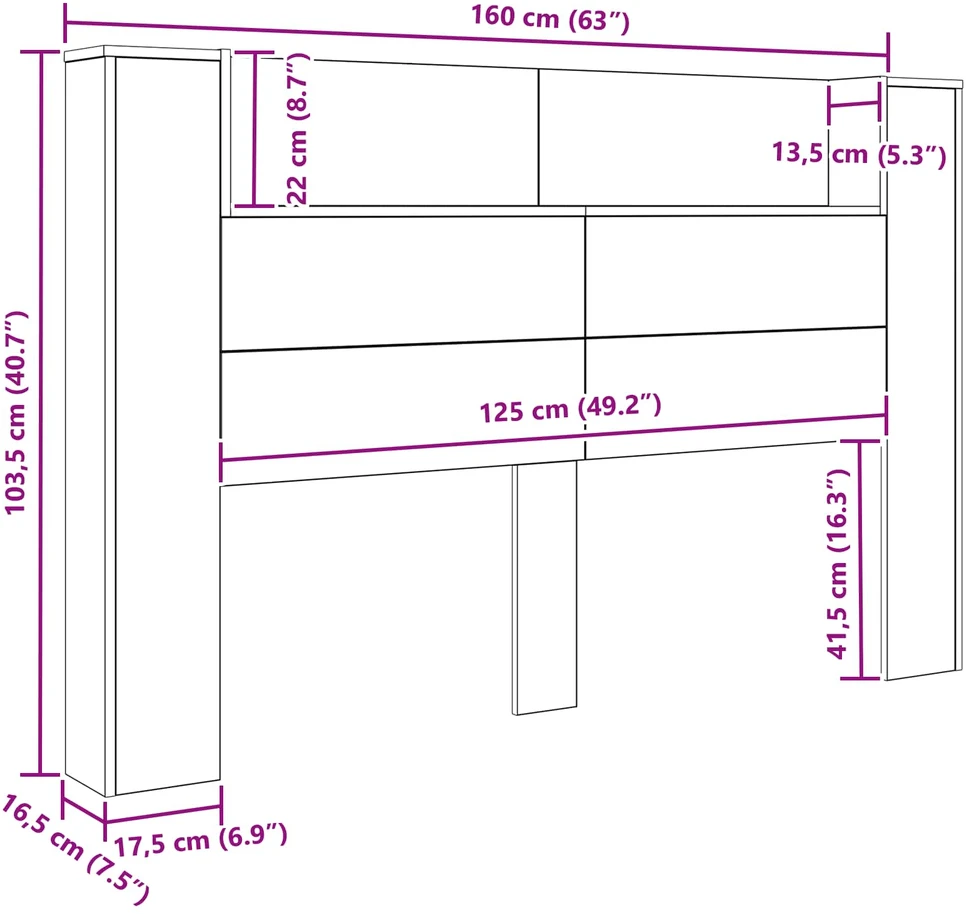 LED galvūgalis su saugojimu Sendintos medienos 160 cm
