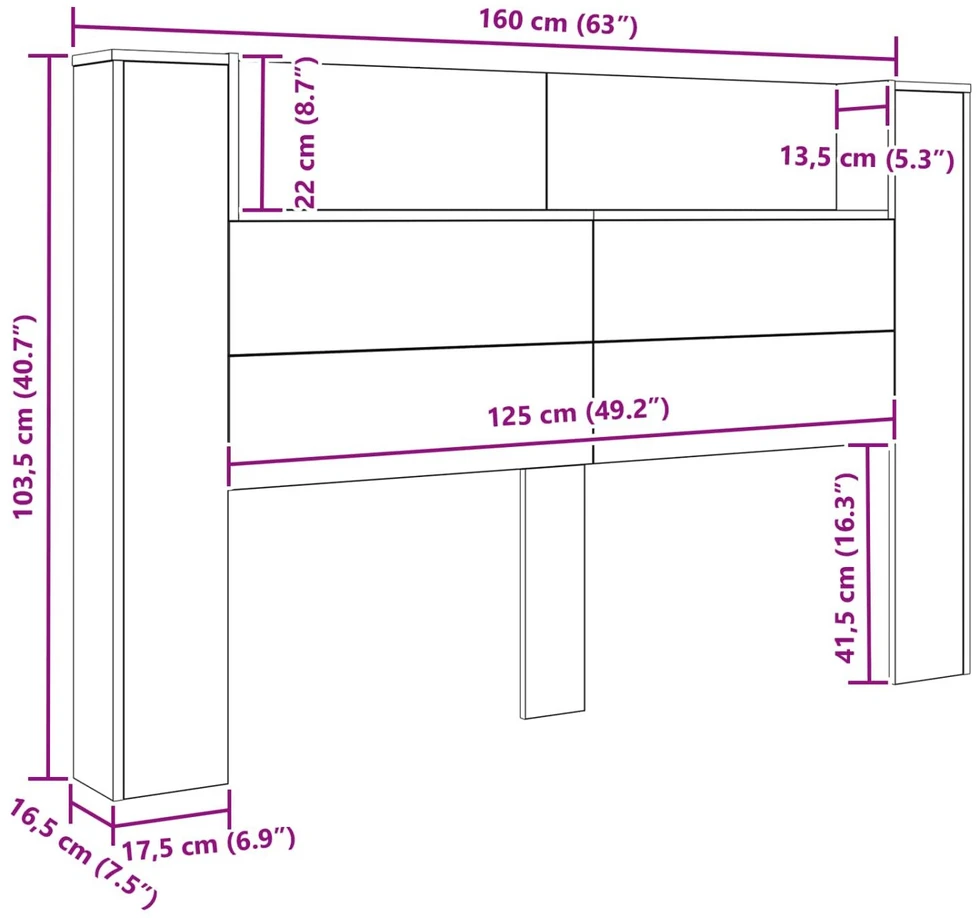LED galvūgalis su saugojimu Sendintos medienos 160 cm
