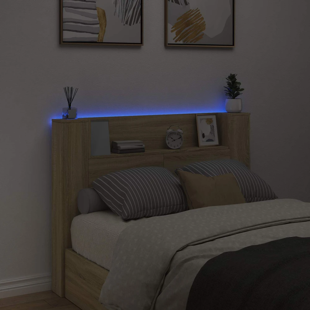LED galvūgalis su saugojimu Sonoma ąžuolas Apdirbta mediena