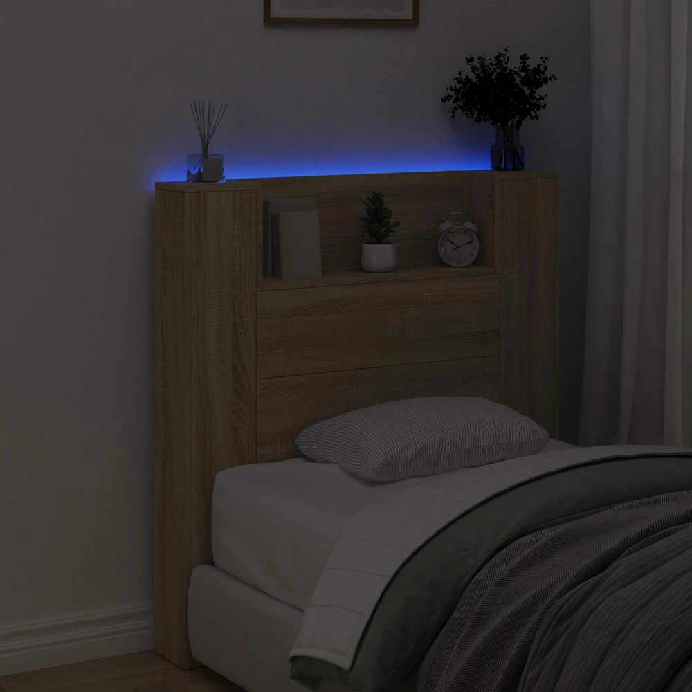 LED galvūgalis su saugojimu Sonoma ąžuolas Apdirbta mediena