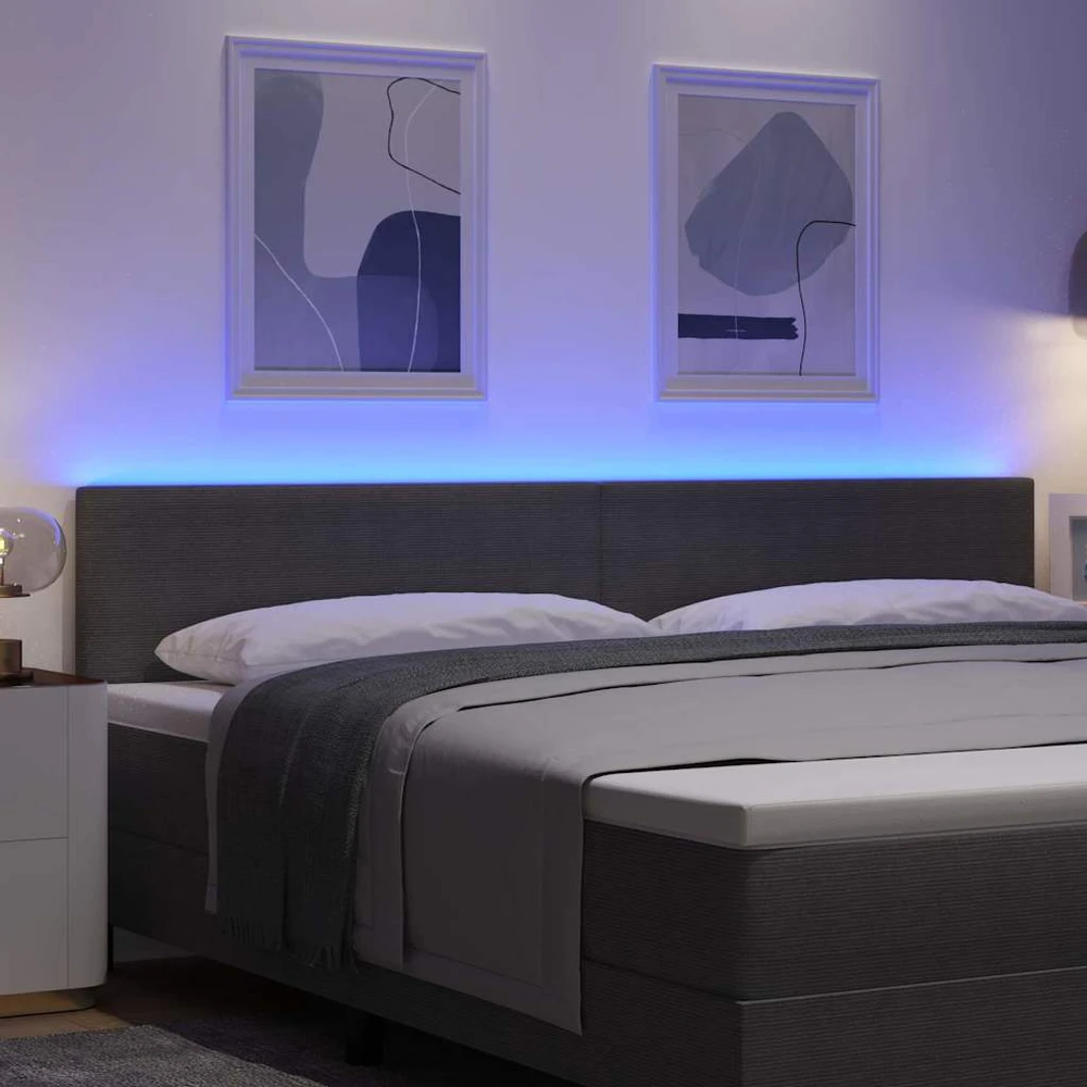LED galvūgalis Šviesiai pilka 200 cm Kordūrinis audinys