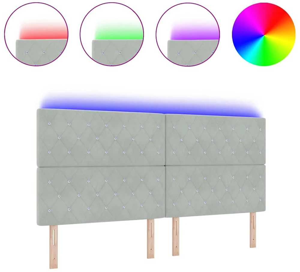 LED galvūgalis su LED juostelėmis Šviesiai pilka 200 cm Aksomas