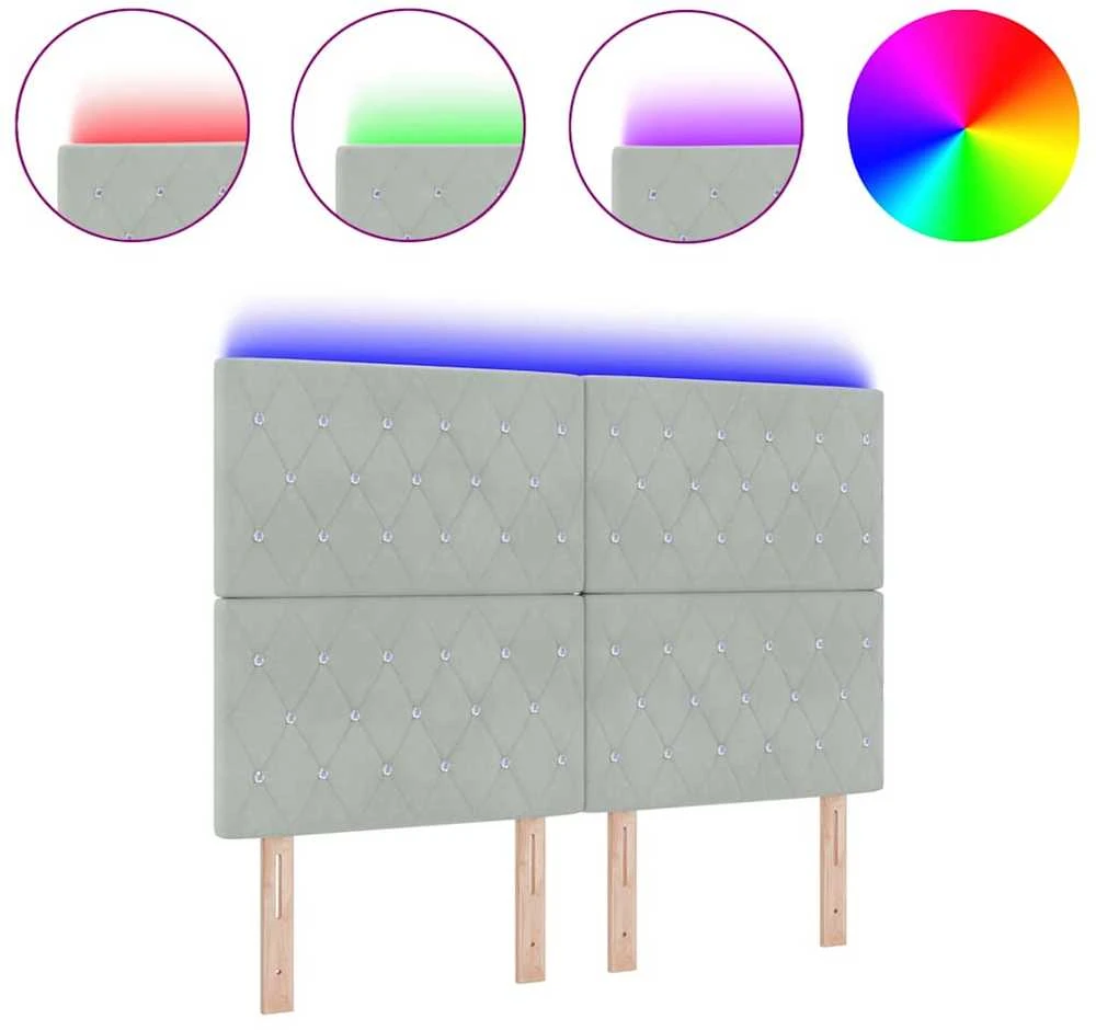 LED galvūgalis su LED juostelėmis Šviesiai pilka 144 cm Aksomas