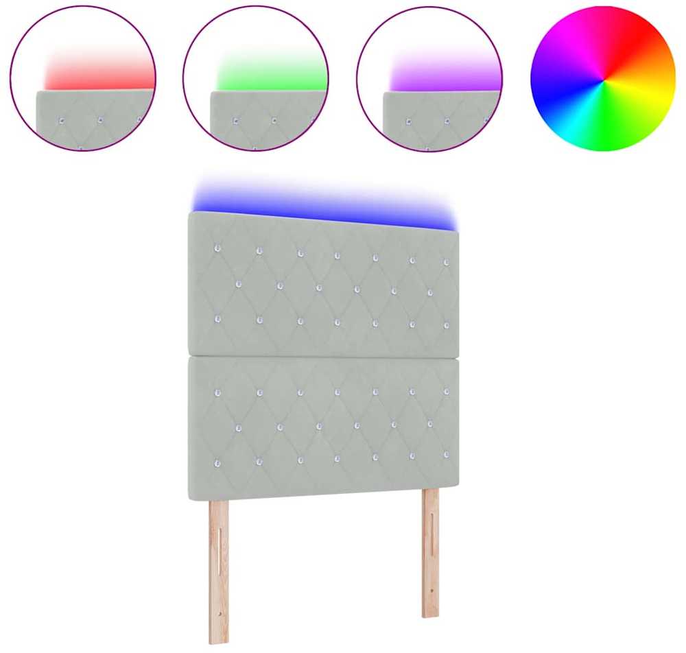 LED galvūgalis su LED juostelėmis Šviesiai pilka 80 cm Aksomas