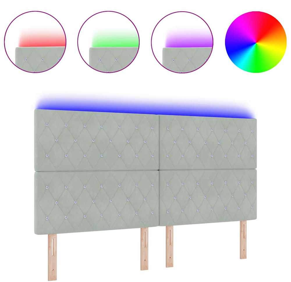 LED galvūgalis su LED juostelėmis Šviesiai pilka 180 cm Aksomas
