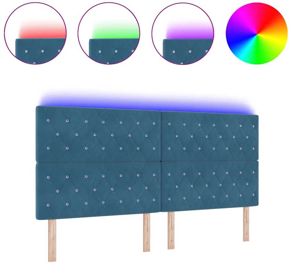 LED galvūgalis su LED juostelėmis Tamsiai mėlyna 200 cm Aksomas